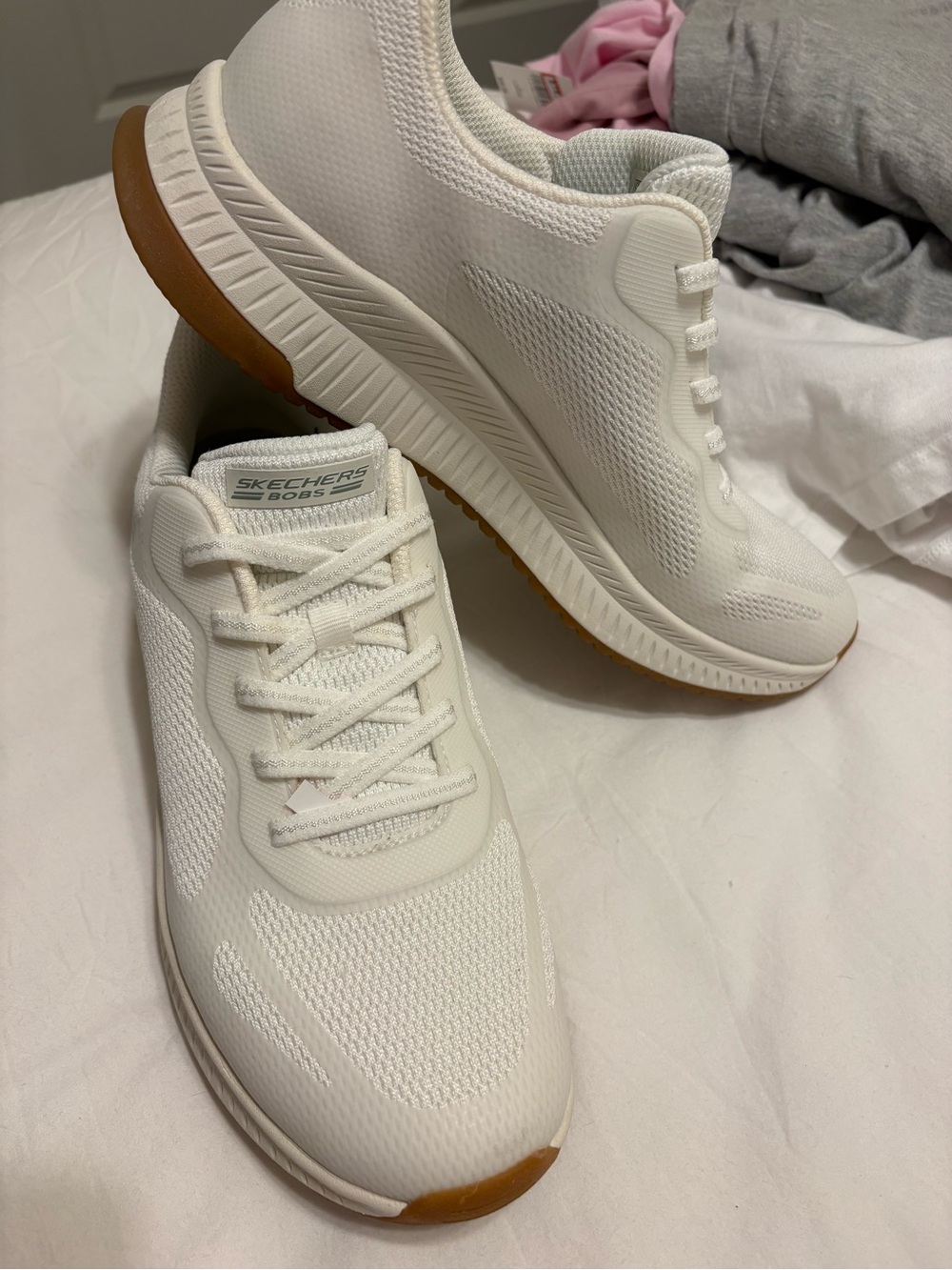 Skechers Women’s White Athletic Sneakers with Gum Sole